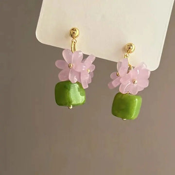 DAIIIBABYYY  -  Pink Tulip Earrings Cute Flower Earrings Botanical Cute Jewelry